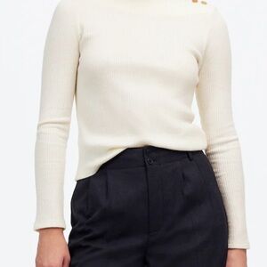 Madewell Cream Ribbed Turtleneck Sweater